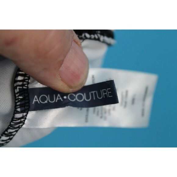 AQUA COUTURE BLACK WHITE WITH HOT PINK ONE PIECE SIZE LARGE SWIMSUIT WOMENS - Picture 9 of 10